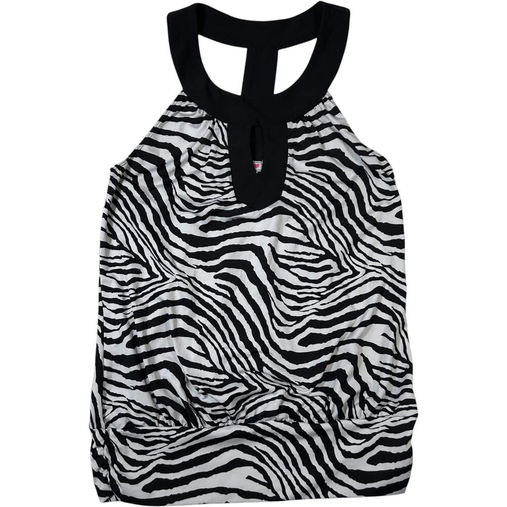 Y2K Trixxi  Zebra Print Halter Top Women's L Junior McBling